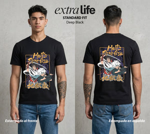 El Paraiso Infernal | El Ninja del Vacio #01632 - Playera Standard Fit | Deep Black - Foto en modelo