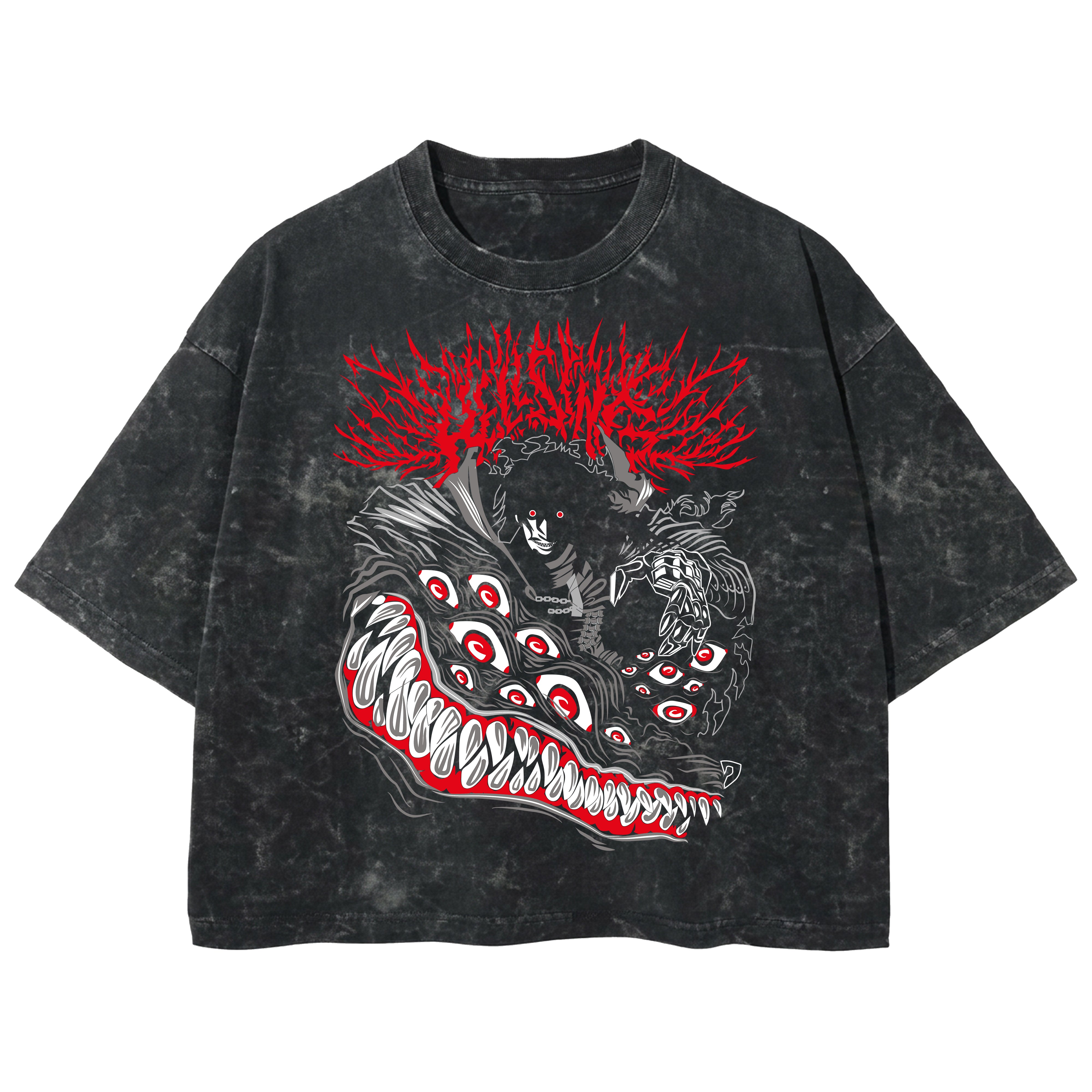 Playera streetwear premium de anime y gaming ExtraLife MX, corte boxy deluxe mineral wash heavyweight en color Acid Wash, moda urbana mexicana de culto.