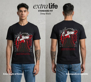 La Organizacion Oscura | El Vampiro del Bien #01635 - Playera Standard Fit | Deep Black - Foto en modelo
