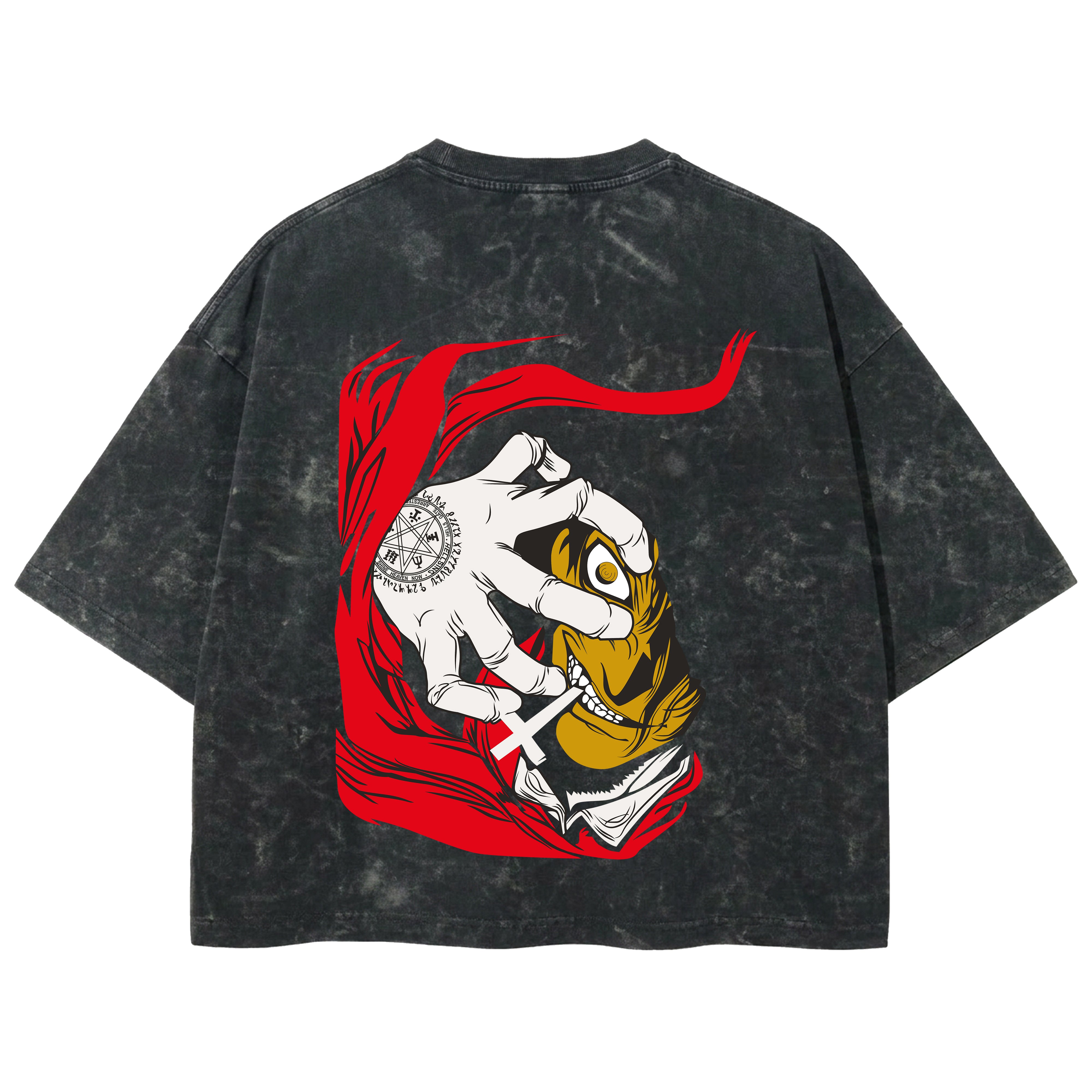 Playera streetwear premium de anime y gaming ExtraLife MX, corte boxy deluxe mineral wash heavyweight en color Acid Wash, moda urbana mexicana de culto.