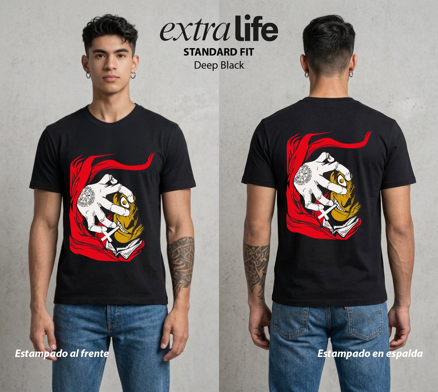 La Organizacion Oscura | El Poder de la Noche #01636 - Playera Standard Fit | Deep Black - Foto en modelo
