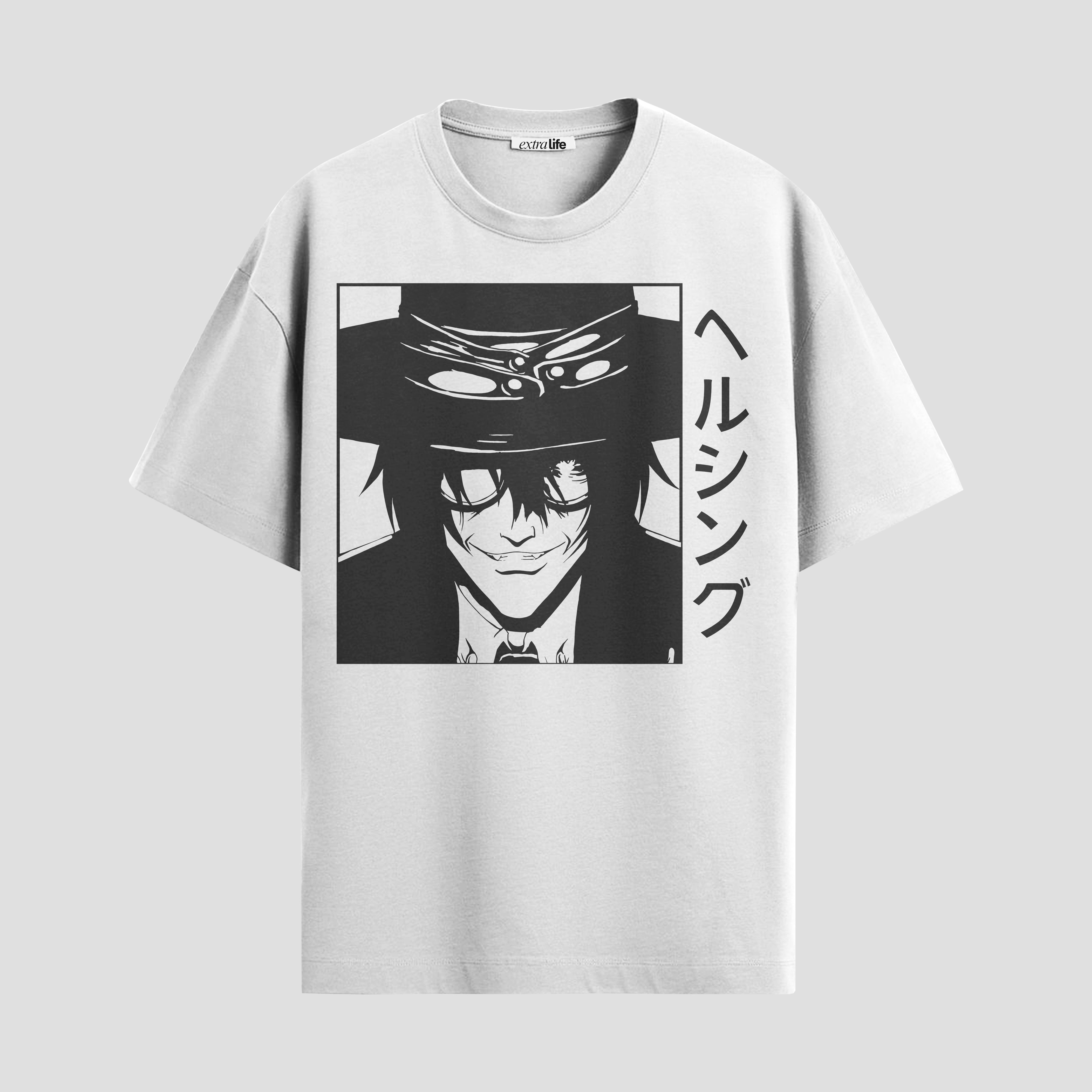 Playera urbana de anime y gaming ExtraLife MX, corte Standard Fit unisex ligero y transpirable en color Deep Black y Pure White, ropa de uso diario para gym y casual.