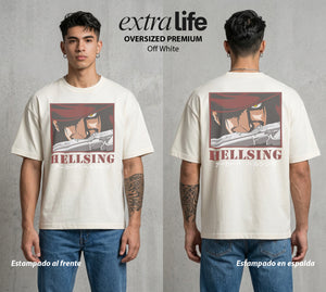 La Organizacion Oscura | El Vampiro del Bien #01639 - Playera Oversized Premium | Off White - Foto en modelo