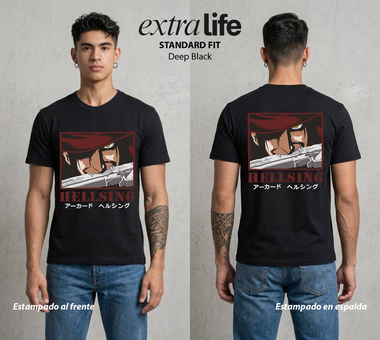 La Organizacion Oscura | El Vampiro del Bien #01639 - Playera Standard Fit | Deep Black - Foto en modelo
