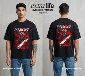 La Organizacion Oscura | El Poder de la Noche #01640 - Playera Oversized Premium | Deep Black - Foto en modelo