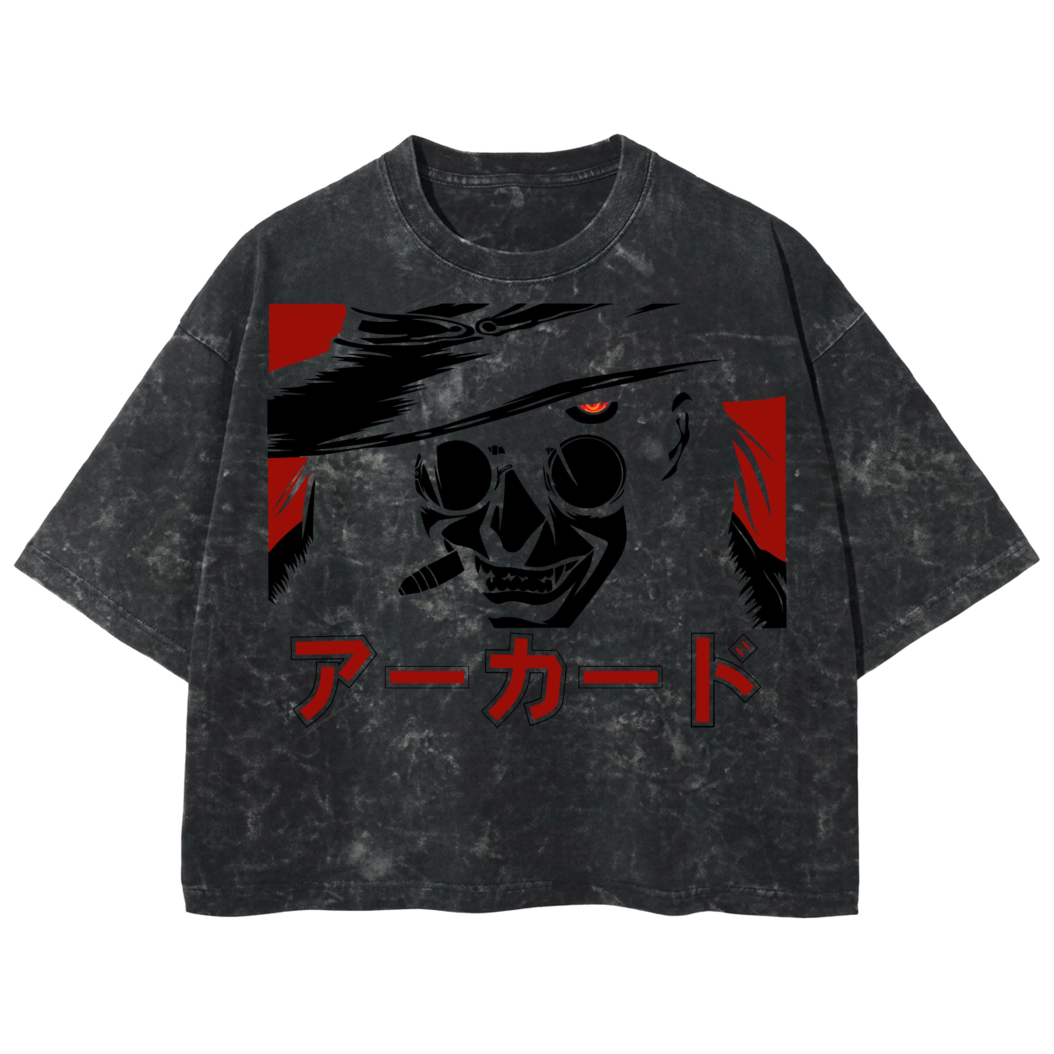 Playera streetwear premium de anime y gaming ExtraLife MX, corte boxy deluxe mineral wash heavyweight en color Acid Wash, moda urbana mexicana de culto.