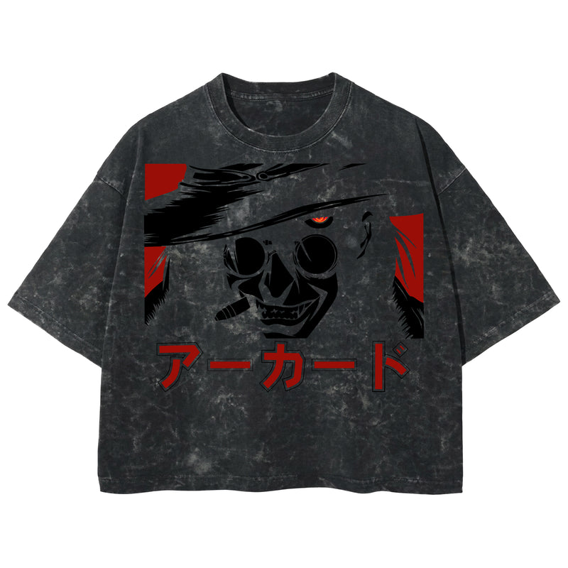 Playera streetwear premium de anime y gaming ExtraLife MX, corte boxy deluxe mineral wash heavyweight en color Acid Wash, moda urbana mexicana de culto.