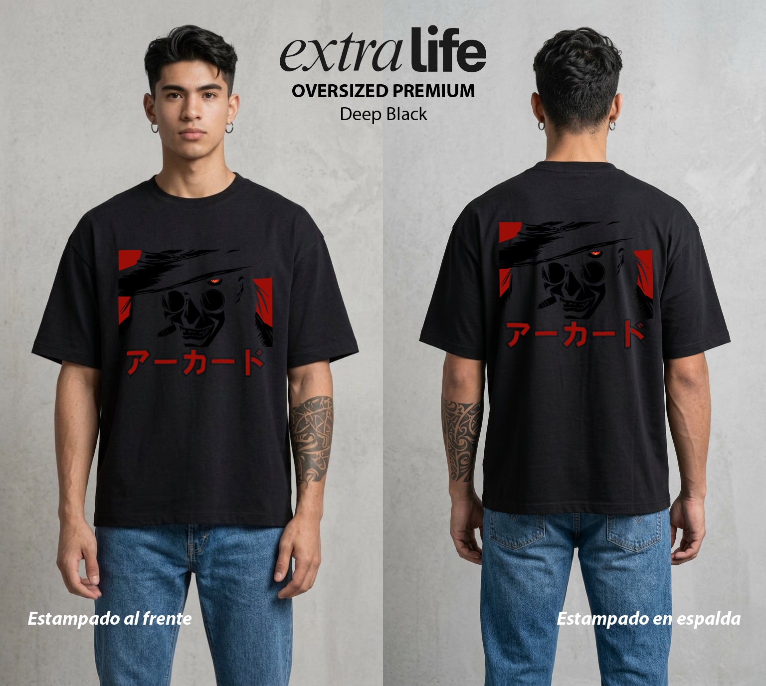 La Organizacion Oscura | El Inmortal del Servicio #01641 - Playera Oversized Premium | Deep Black - Foto en modelo
