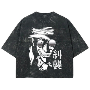 Playera streetwear premium de anime y gaming ExtraLife MX, corte boxy deluxe mineral wash heavyweight en color Acid Wash, moda urbana mexicana de culto.