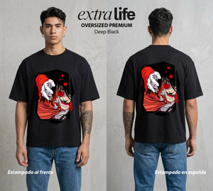 La Organizacion Oscura | El Vampiro del Bien #01643 - Playera Oversized Premium | Deep Black - Foto en modelo
