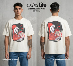 La Organizacion Oscura | El Vampiro del Bien #01643 - Playera Oversized Premium | Off White - Foto en modelo
