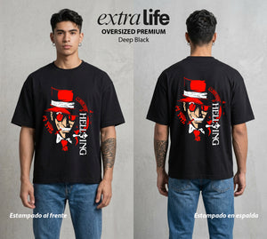 La Organizacion Oscura | El Poder de la Noche #01644 - Playera Oversized Premium | Deep Black - Foto en modelo