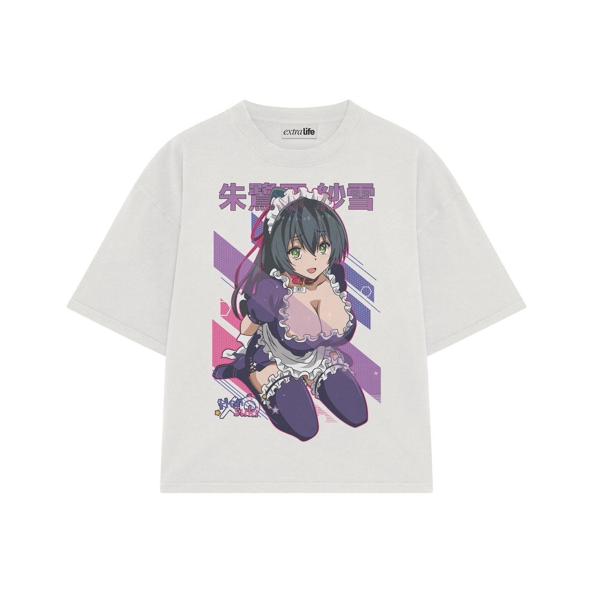 Playera streetwear premium de anime y gaming ExtraLife MX, corte oversized drop shoulder ligero y fresco en color Deep Black y Off-White, moda urbana mexicana de culto.