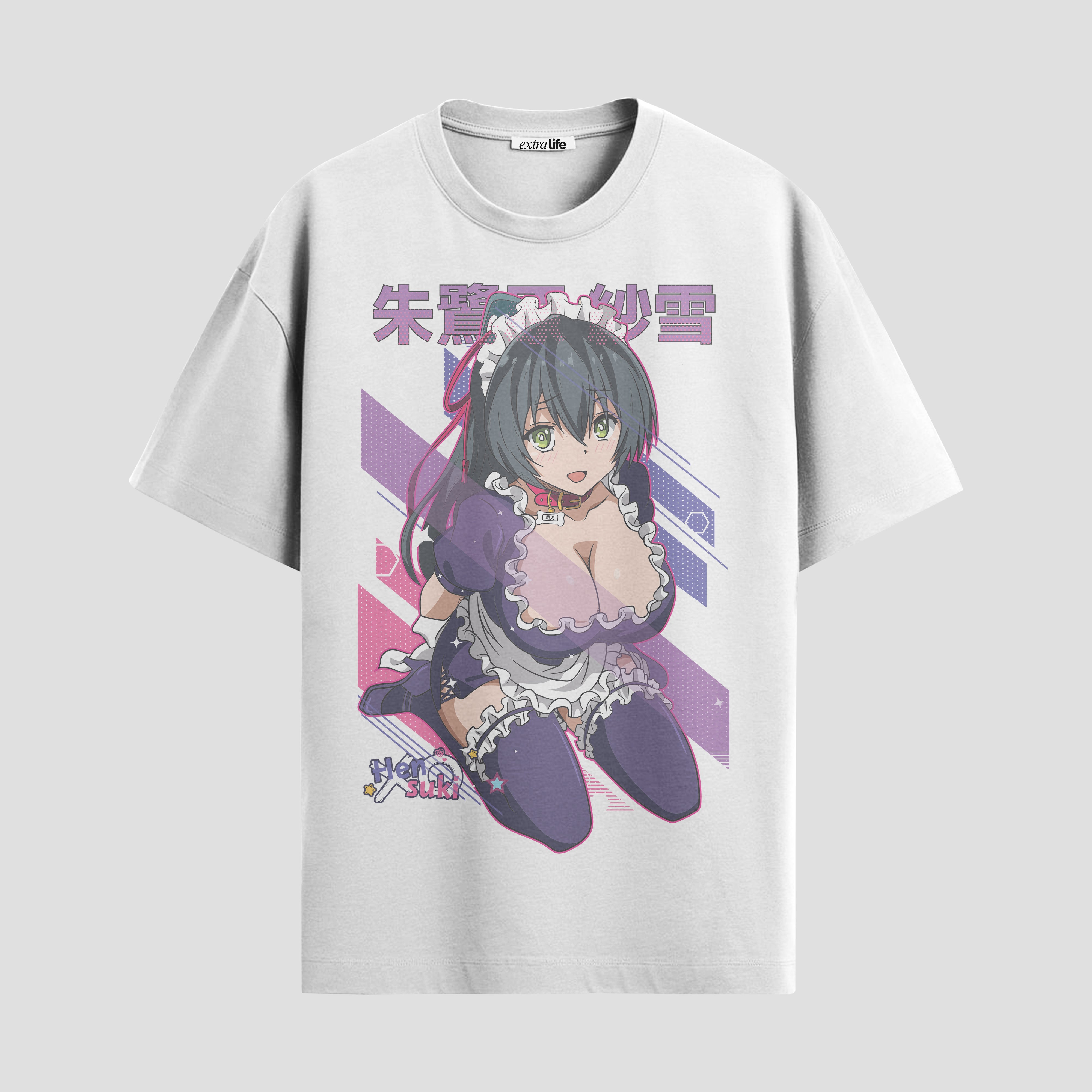 Playera urbana de anime y gaming ExtraLife MX, corte Standard Fit unisex ligero y transpirable en color Deep Black y Pure White, ropa de uso diario para gym y casual.