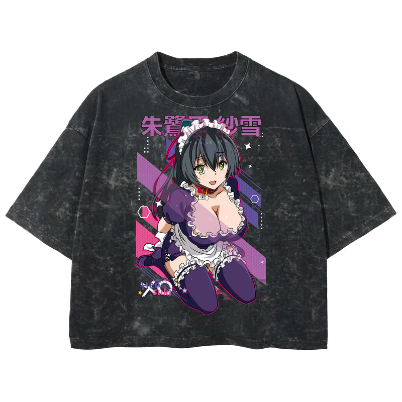 Playera streetwear premium de anime y gaming ExtraLife MX, corte boxy deluxe mineral wash heavyweight en color Acid Wash, moda urbana mexicana de culto.