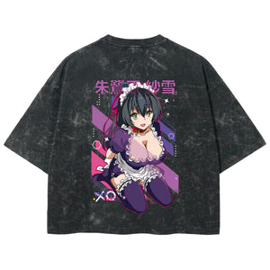 Playera streetwear premium de anime y gaming ExtraLife MX, corte boxy deluxe mineral wash heavyweight en color Acid Wash, moda urbana mexicana de culto.