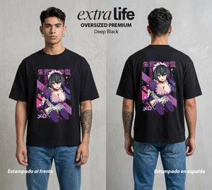 El Amor Secreto | Hensuki Sayuki Waifu del Corazon #01647 - Playera Oversized Premium | Deep Black - Foto en modelo