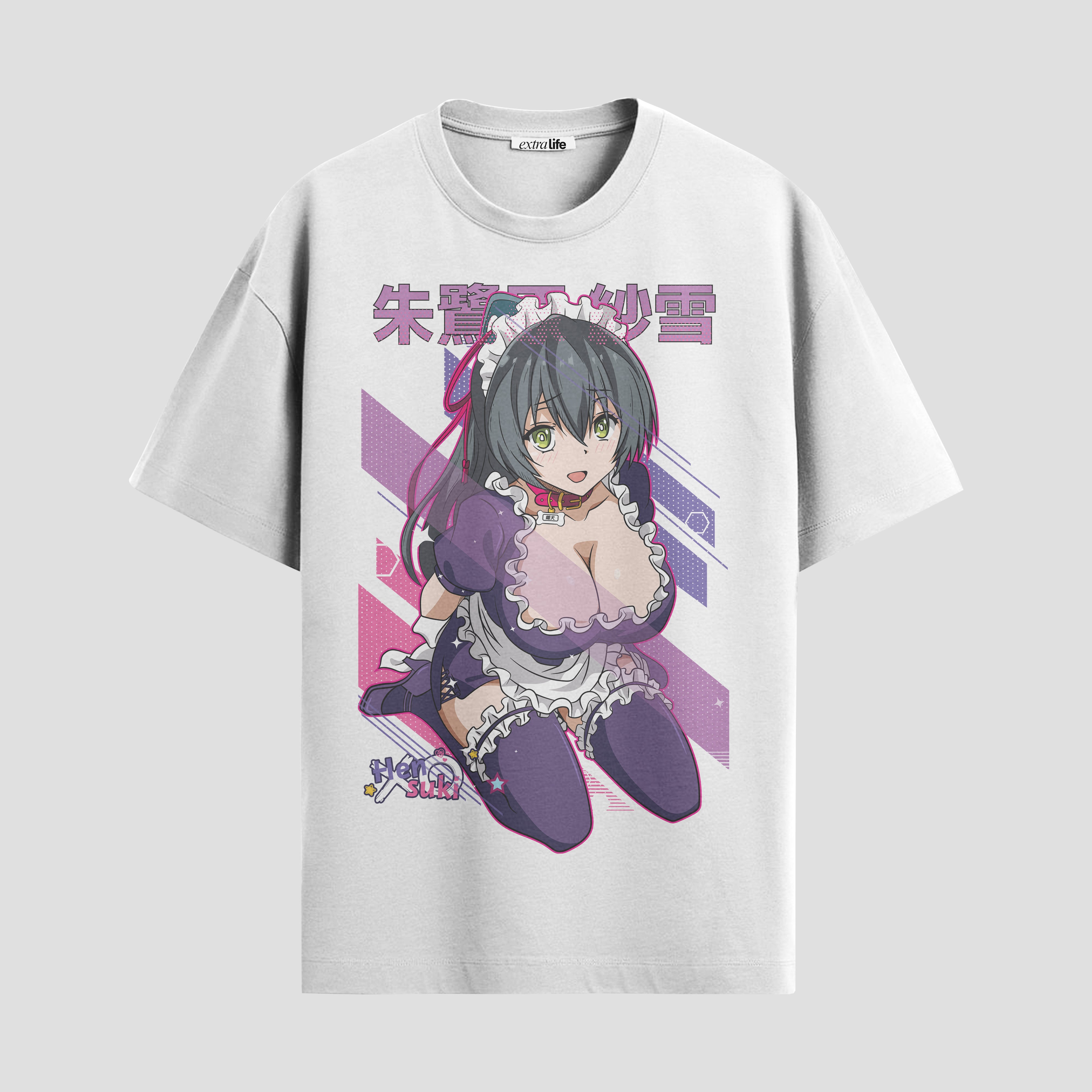 Playera urbana de anime y gaming ExtraLife MX, corte Standard Fit unisex ligero y transpirable en color Deep Black y Pure White, ropa de uso diario para gym y casual.
