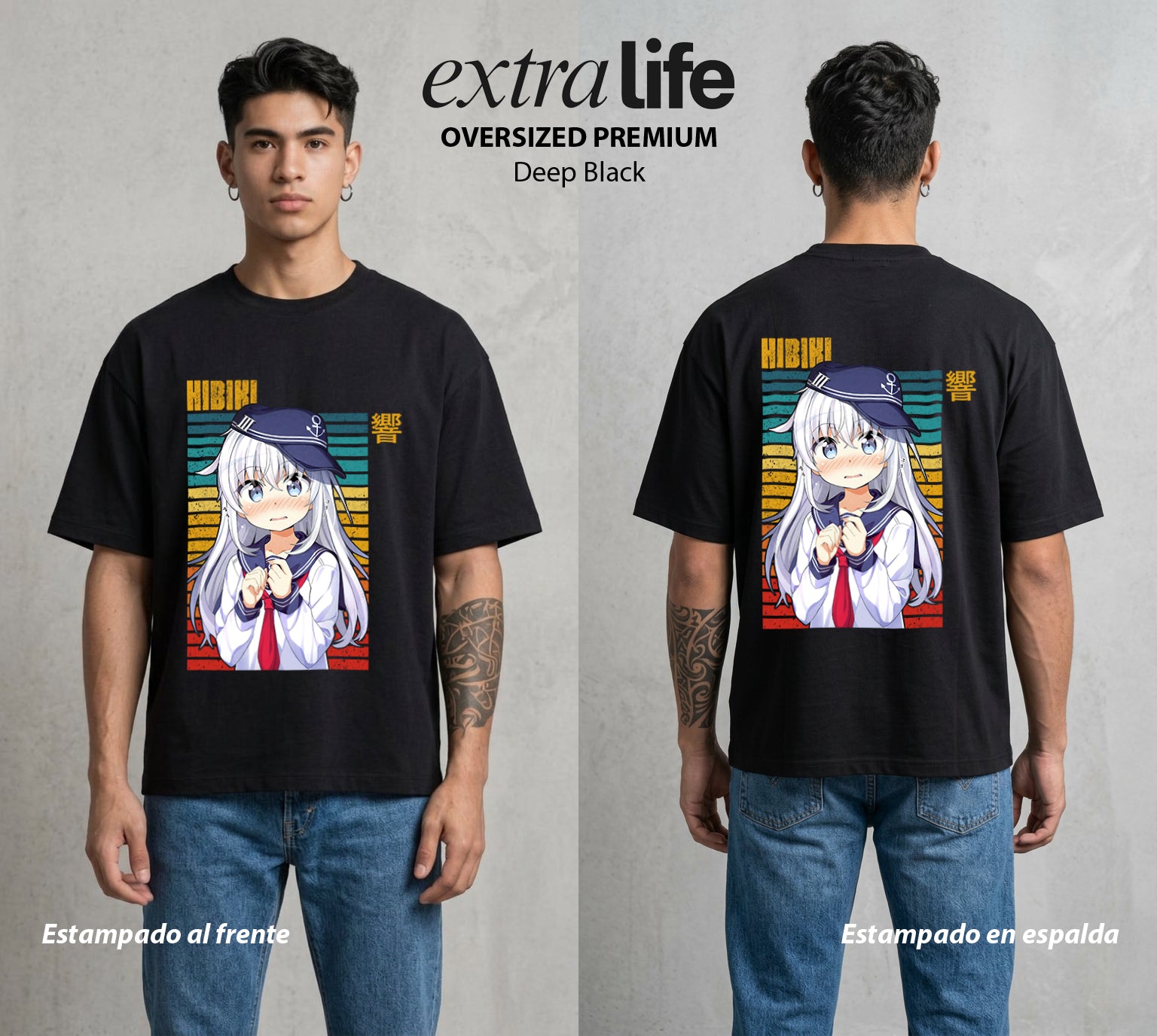 La Resonancia del Misterio | El Eco del Mundo #01649 - Playera Oversized Premium | Deep Black - Foto en modelo