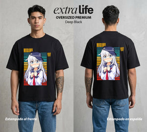 La Resonancia del Misterio | El Eco del Mundo #01649 - Playera Oversized Premium | Deep Black - Foto en modelo