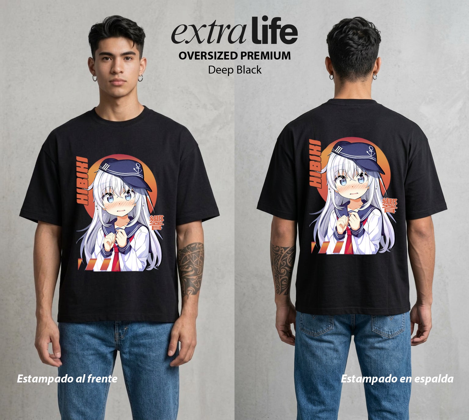 La Resonancia del Misterio | El Eco del Mundo #01653 - Playera Oversized Premium | Deep Black - Foto en modelo