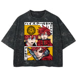 Playera streetwear premium de anime y gaming ExtraLife MX, corte boxy deluxe mineral wash heavyweight en color Acid Wash, moda urbana mexicana de culto.