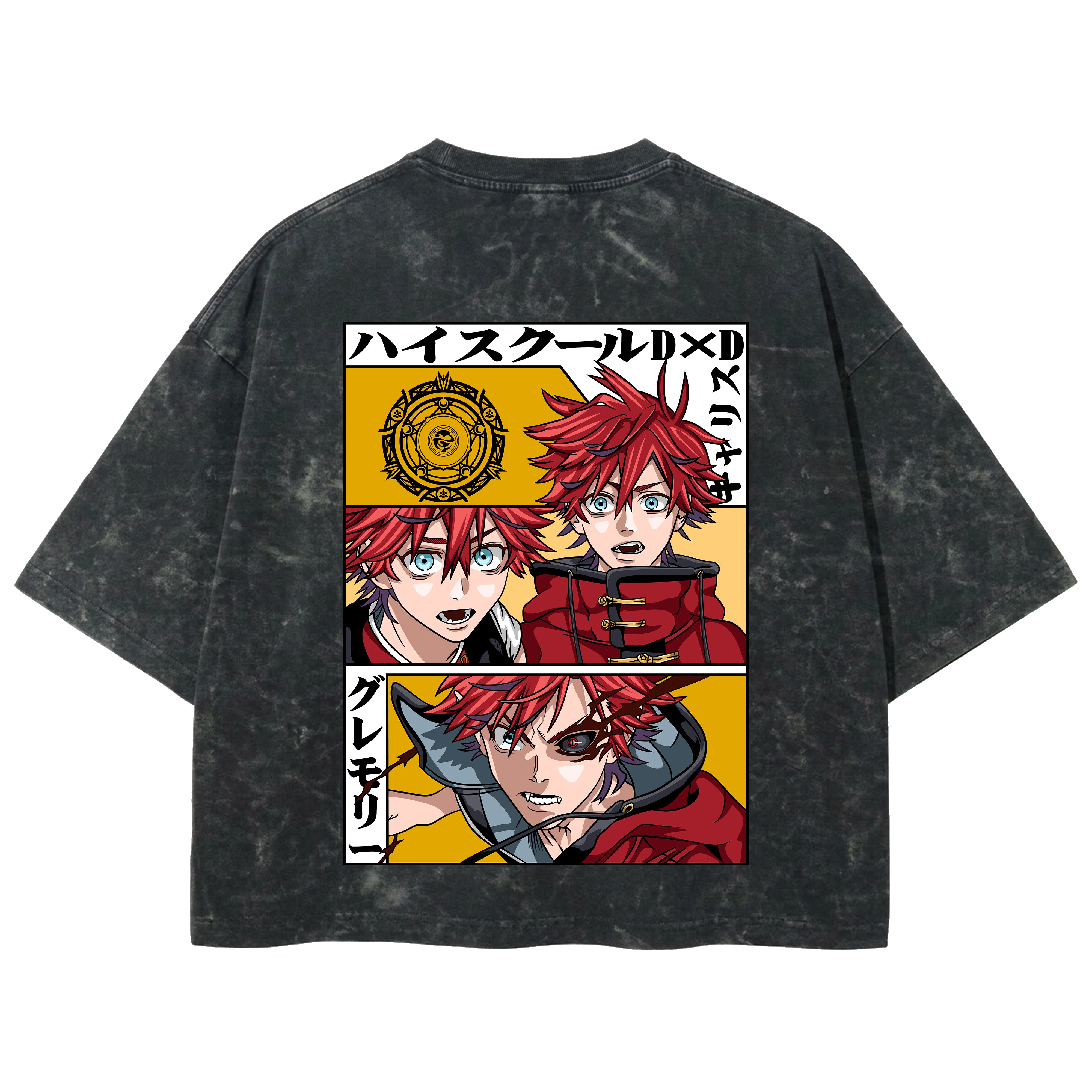 Playera streetwear premium de anime y gaming ExtraLife MX, corte boxy deluxe mineral wash heavyweight en color Acid Wash, moda urbana mexicana de culto.