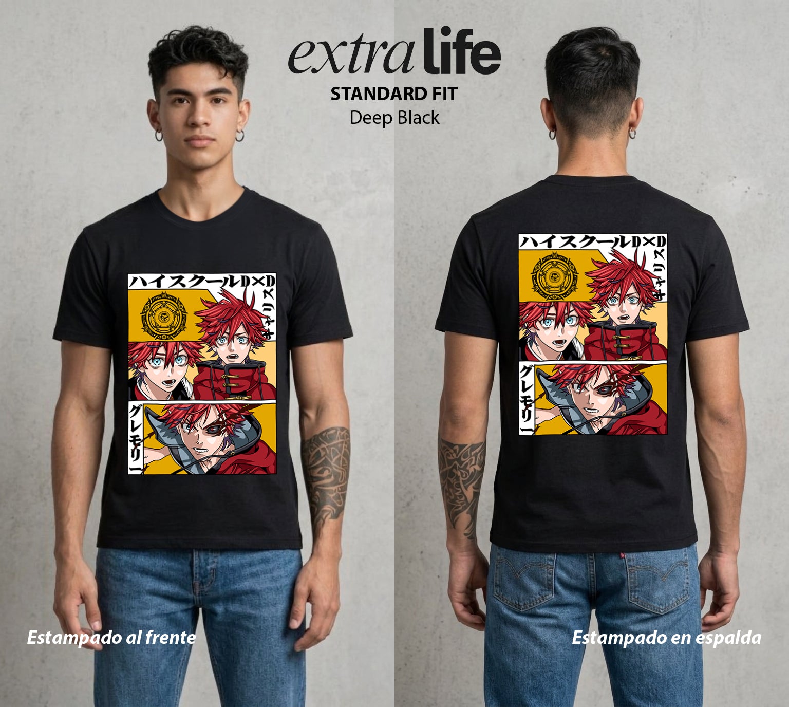 El Club del Diablo | High School Dxd Garith #01654 - Playera Standard Fit | Deep Black - Foto en modelo