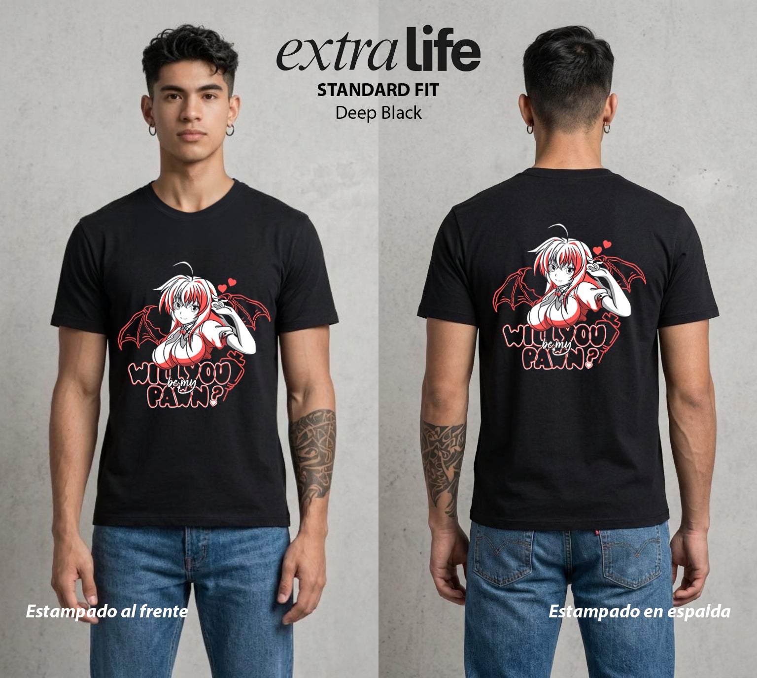 El Club del Diablo | La Reina del Diablo #01656 - Playera Standard Fit | Deep Black - Foto en modelo