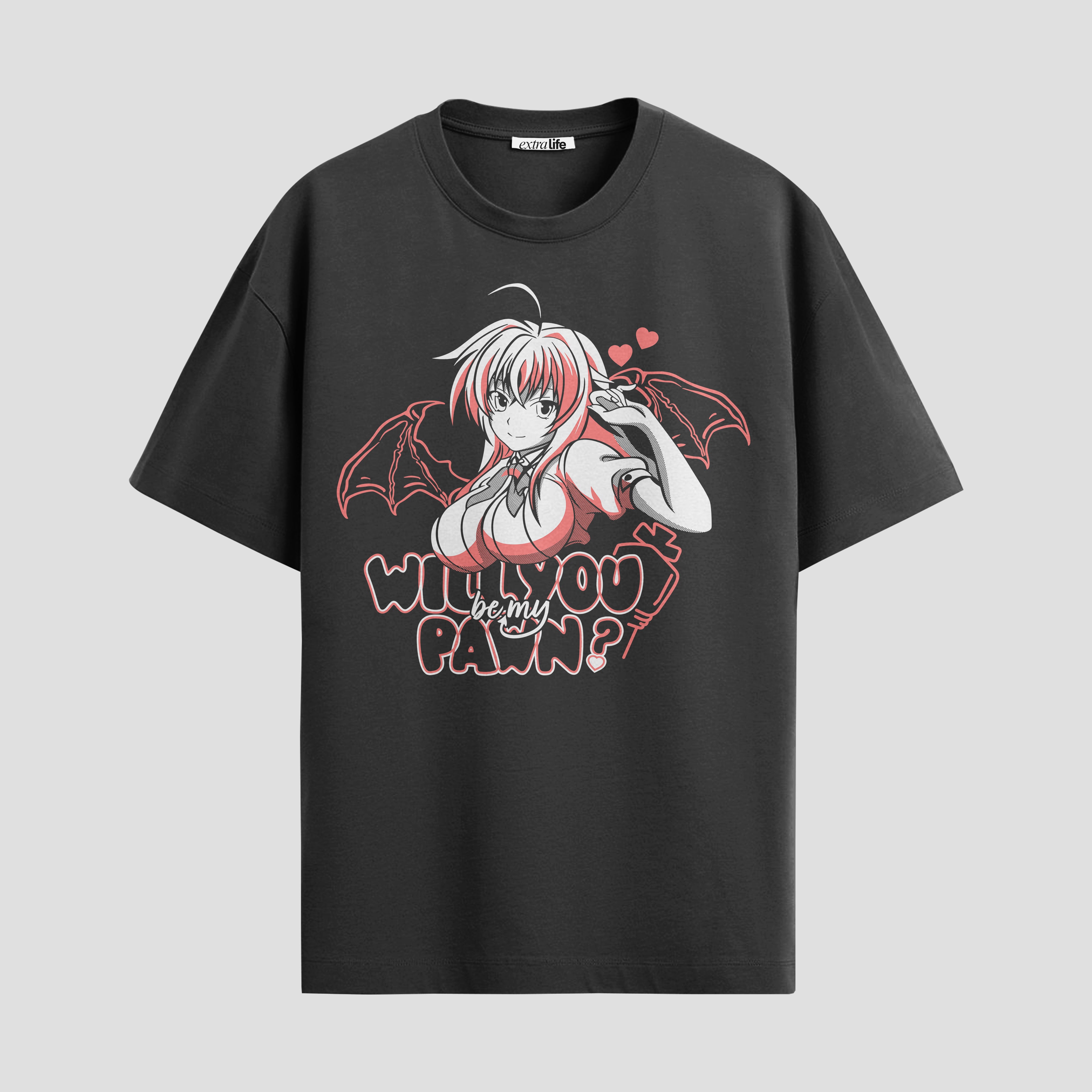 Playera urbana de anime y gaming ExtraLife MX, corte Standard Fit unisex ligero y transpirable en color Deep Black y Pure White, ropa de uso diario para gym y casual.