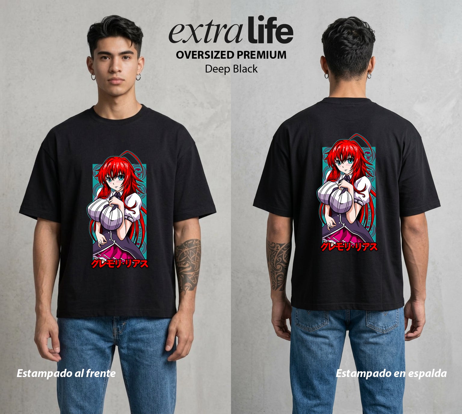 El Club del Diablo | La Noble del Bien #01657 - Playera Oversized Premium | Deep Black - Foto en modelo