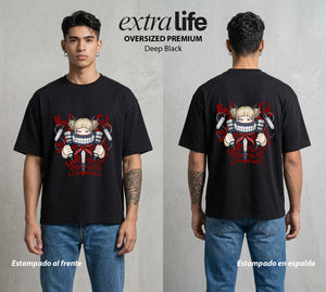 La Academia de Heroes | Himiko #01659 - Playera Oversized Premium | Deep Black - Foto en modelo
