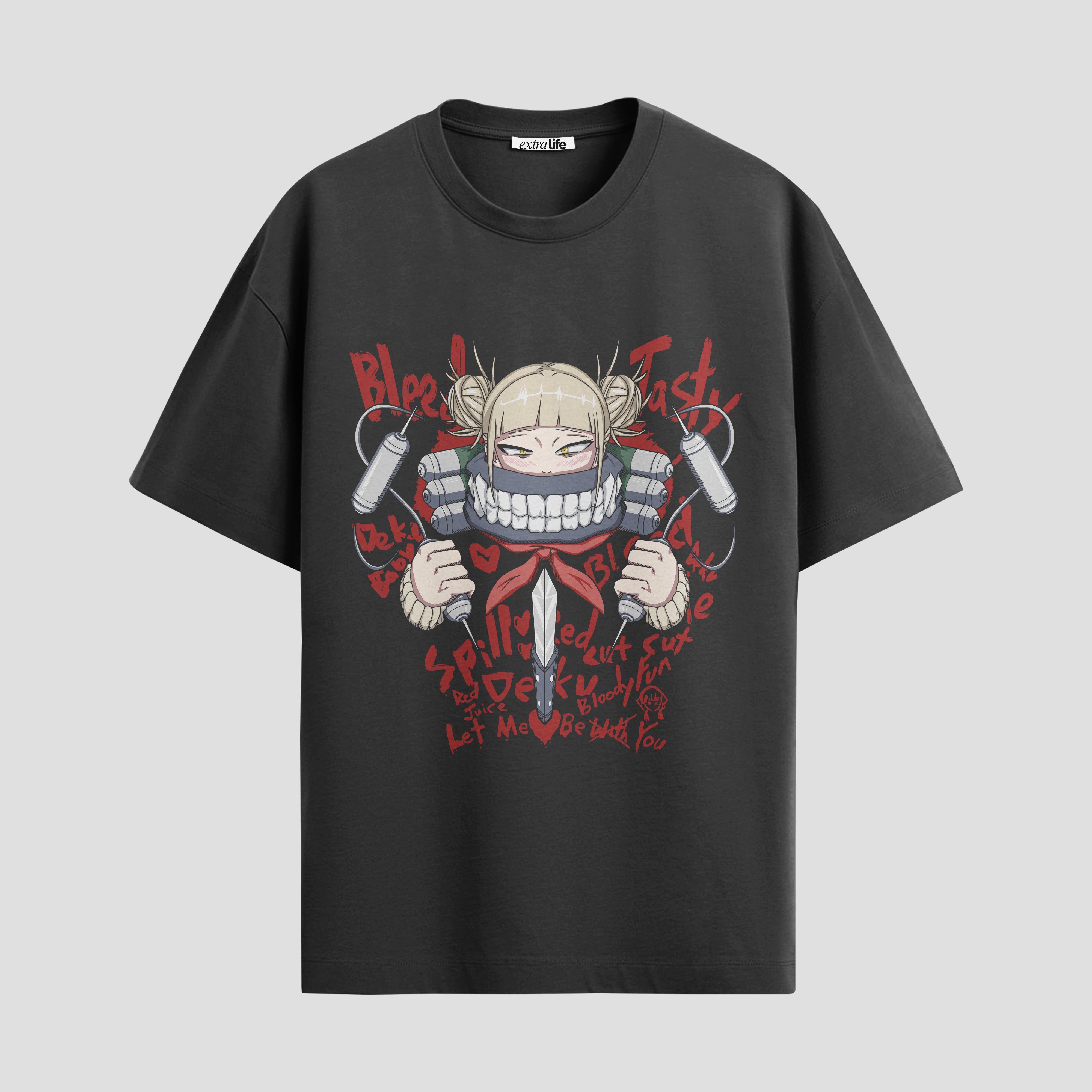 Playera urbana de anime y gaming ExtraLife MX, corte Standard Fit unisex ligero y transpirable en color Deep Black y Pure White, ropa de uso diario para gym y casual.