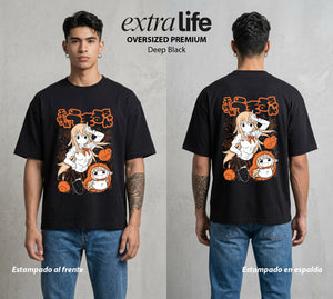 La Doble Vida | El Poder del Vida #01660 - Playera Oversized Premium | Deep Black - Foto en modelo