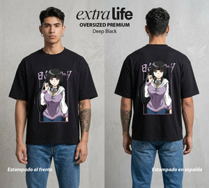 La Aldea Oculta | El Amor Silencioso #01661 - Playera Oversized Premium | Deep Black - Foto en modelo