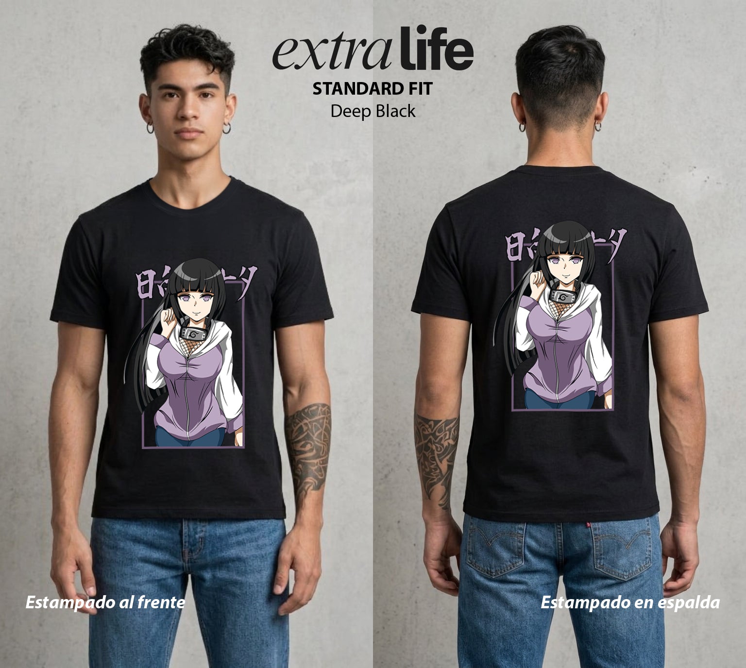 La Aldea Oculta | El Amor Silencioso #01661 - Playera Standard Fit | Deep Black - Foto en modelo