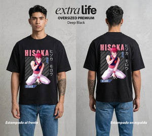 La Prueba del Cazador | El Mago del Caos #01662 - Playera Oversized Premium | Deep Black - Foto en modelo