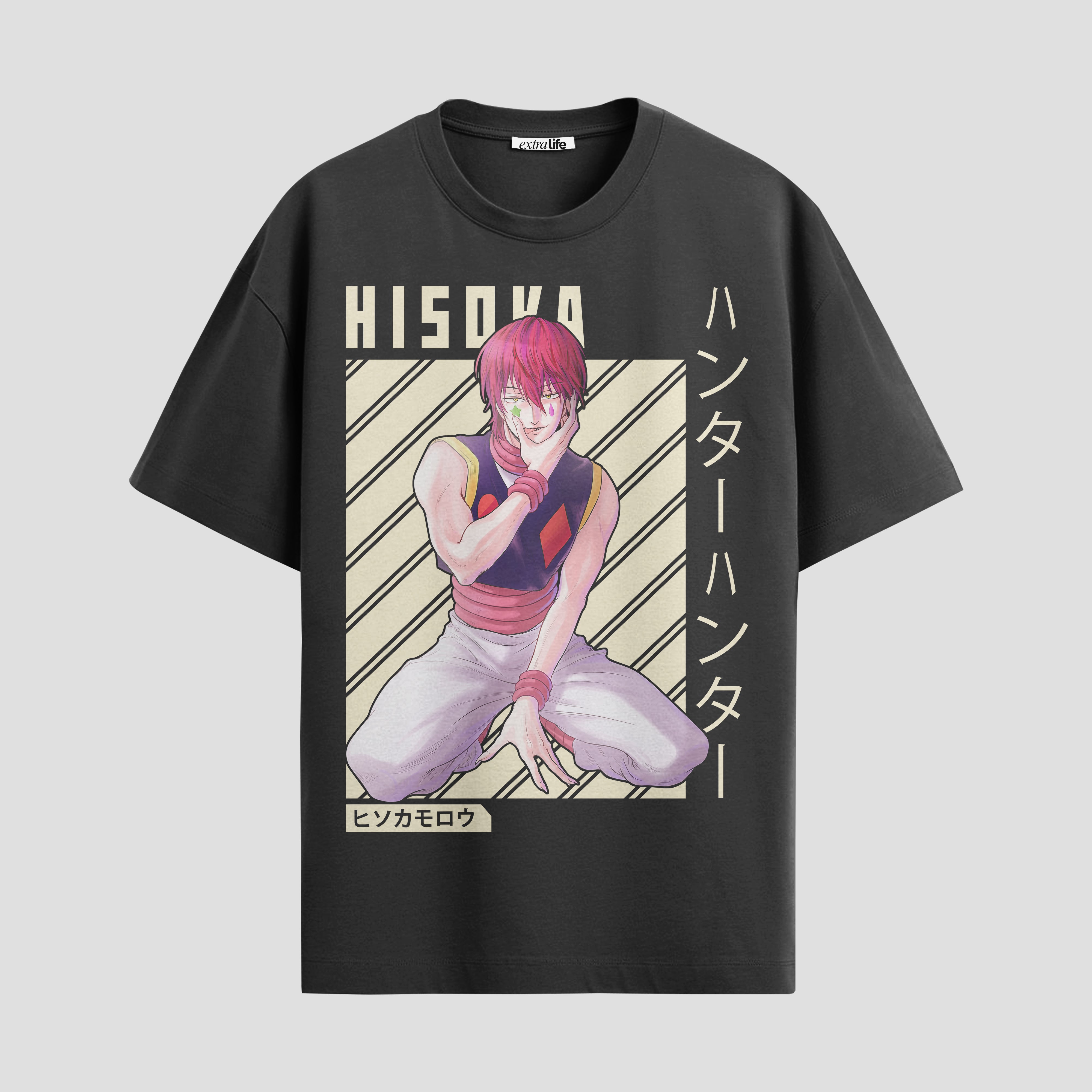 Playera urbana de anime y gaming ExtraLife MX, corte Standard Fit unisex ligero y transpirable en color Deep Black y Pure White, ropa de uso diario para gym y casual.