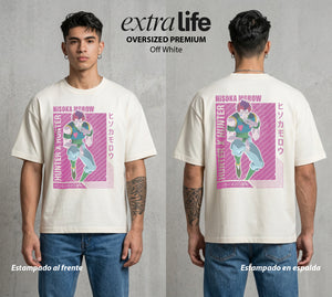 La Prueba del Cazador | El Mago del Caos #01668 - Playera Oversized Premium | Off White - Foto en modelo