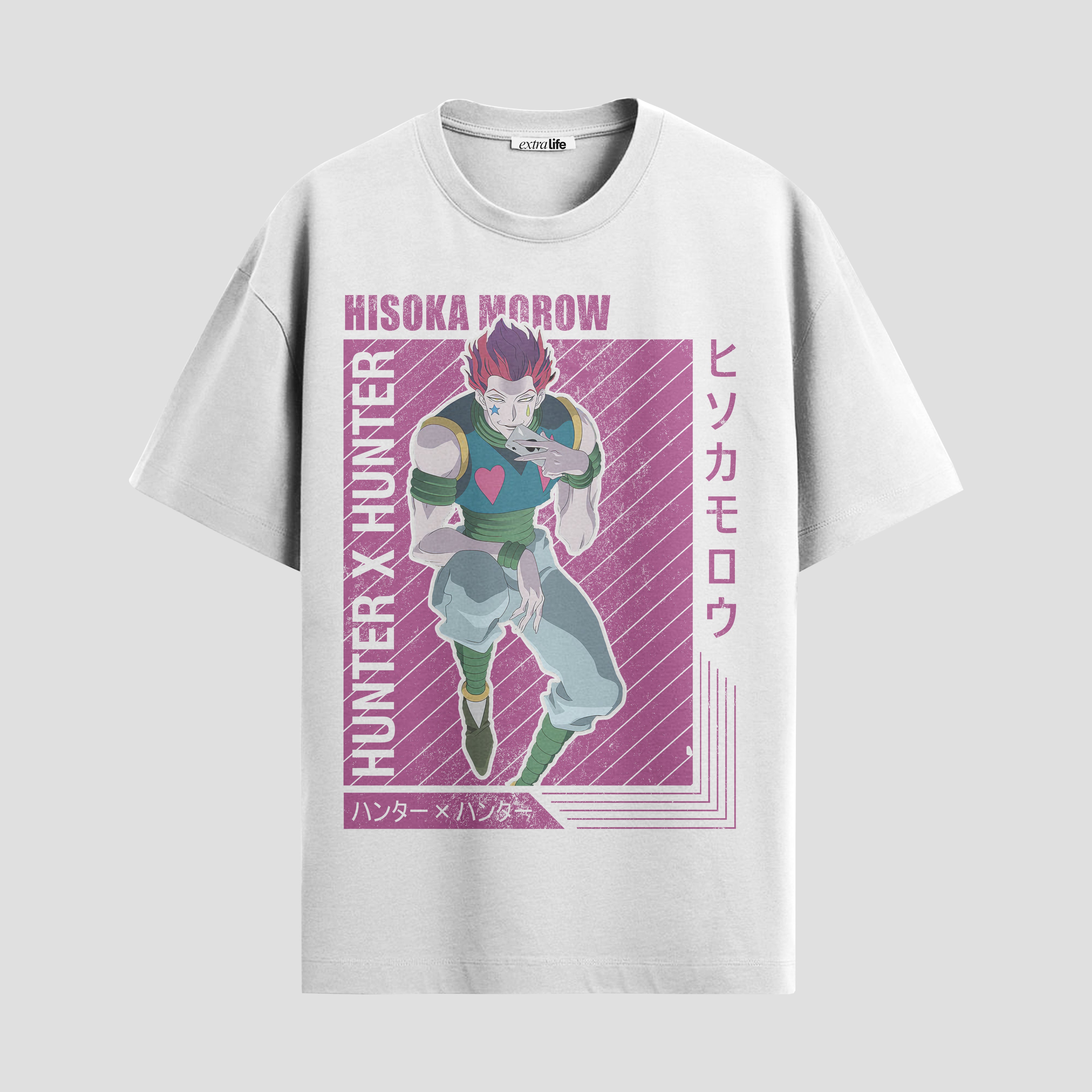 Playera urbana de anime y gaming ExtraLife MX, corte Standard Fit unisex ligero y transpirable en color Deep Black y Pure White, ropa de uso diario para gym y casual.