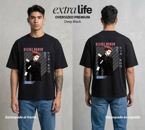 La Prueba del Cazador | El Cazador del Placer #01671 - Playera Oversized Premium | Deep Black - Foto en modelo