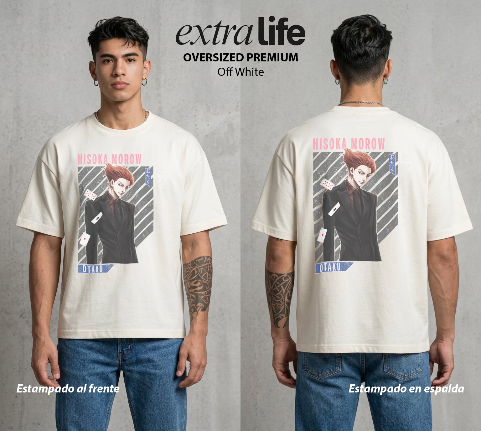 La Prueba del Cazador | El Cazador del Placer #01671 - Playera Oversized Premium | Off White - Foto en modelo
