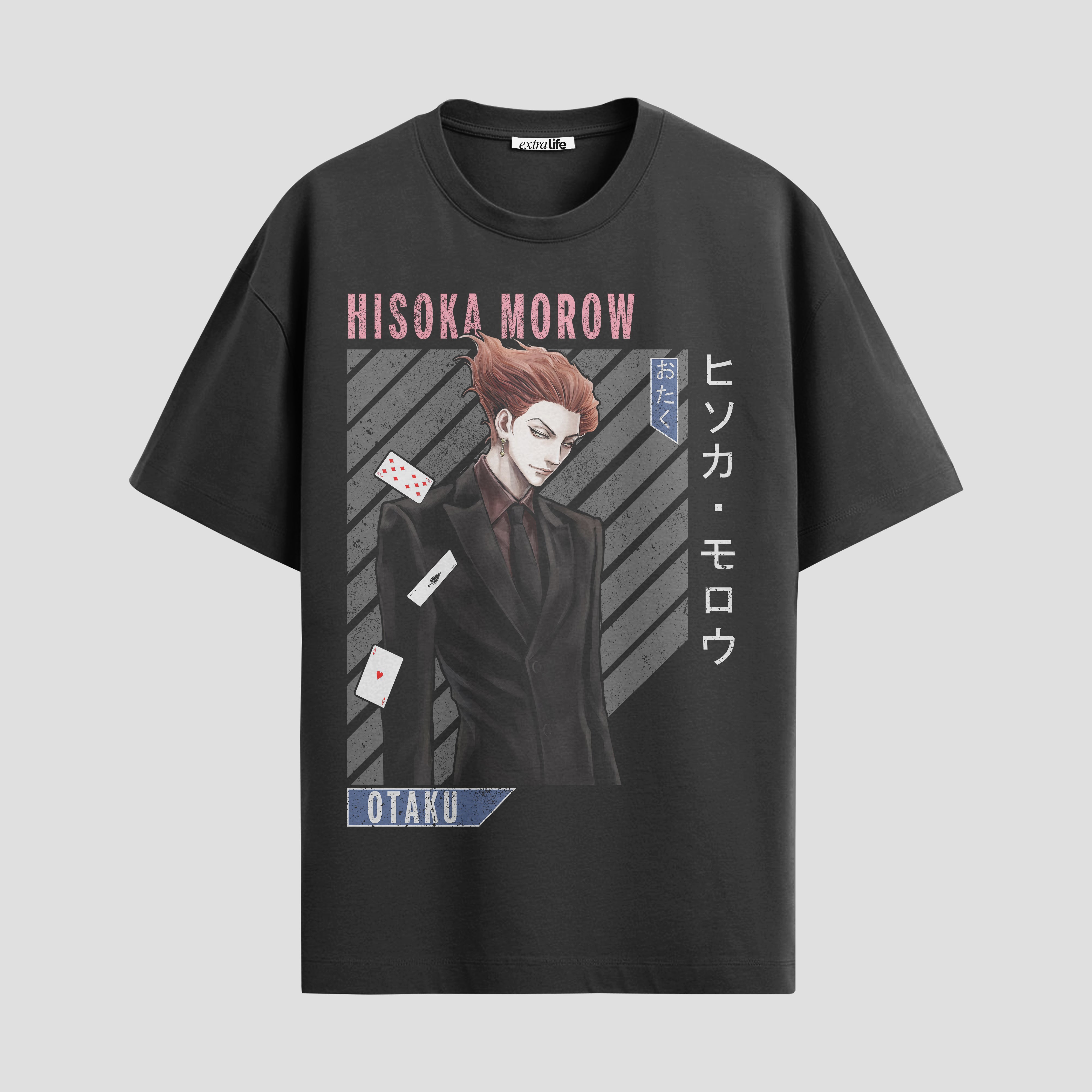Playera urbana de anime y gaming ExtraLife MX, corte Standard Fit unisex ligero y transpirable en color Deep Black y Pure White, ropa de uso diario para gym y casual.