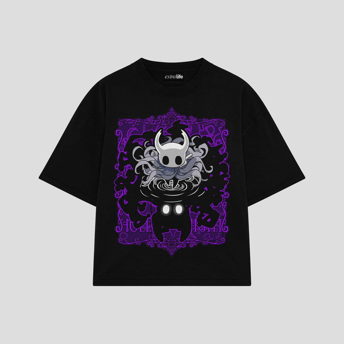 Playera streetwear premium de anime y gaming ExtraLife MX, corte oversized drop shoulder ligero y fresco en color Deep Black y Off-White, moda urbana mexicana de culto.
