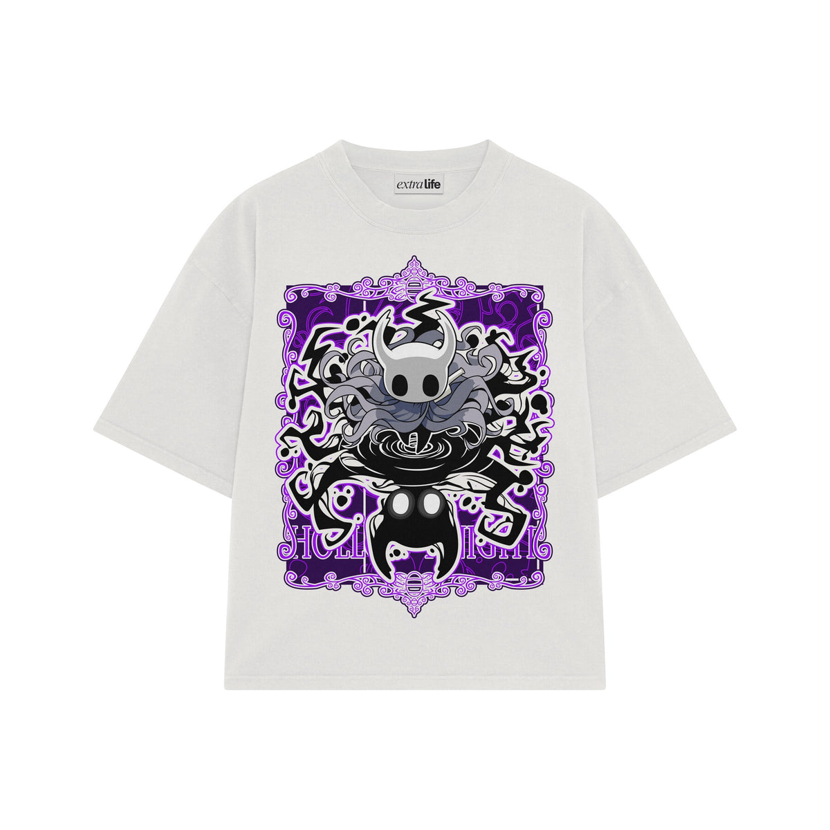 Playera streetwear premium de anime y gaming ExtraLife MX, corte oversized drop shoulder ligero y fresco en color Deep Black y Off-White, moda urbana mexicana de culto.