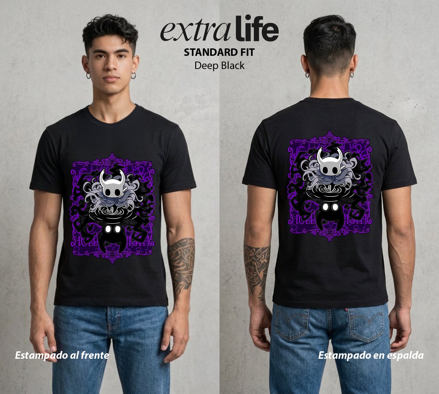 El Reino del Abismo | El Caballero del Abismo #01674 - Playera Standard Fit | Deep Black - Foto en modelo