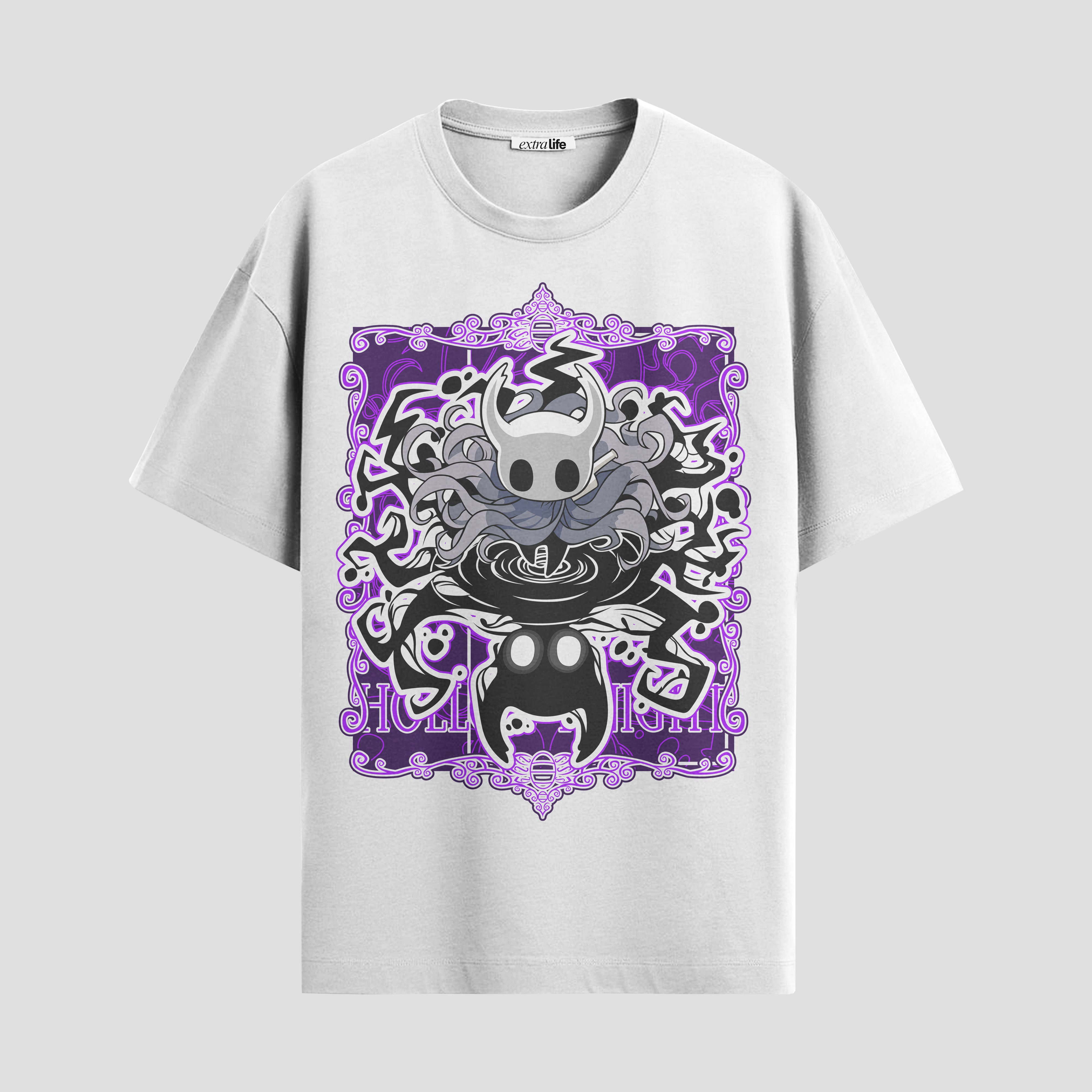 Playera urbana de anime y gaming ExtraLife MX, corte Standard Fit unisex ligero y transpirable en color Deep Black y Pure White, ropa de uso diario para gym y casual.