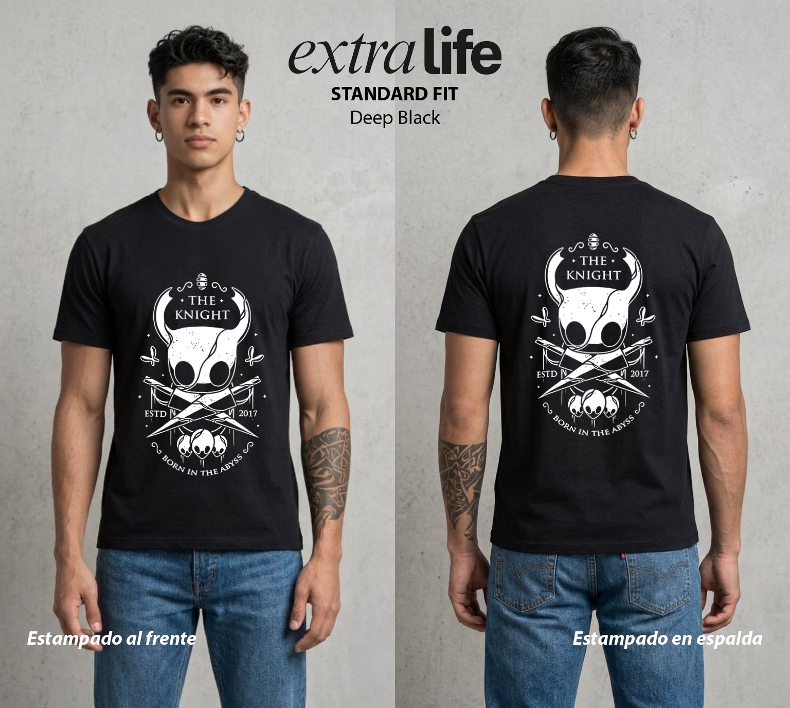 El Reino del Abismo | El Guerrero del Vacio #01676 - Playera Standard Fit | Deep Black - Foto en modelo