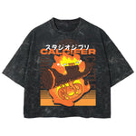 Playera streetwear premium de anime y gaming ExtraLife MX, corte boxy deluxe mineral wash heavyweight en color Acid Wash, moda urbana mexicana de culto.