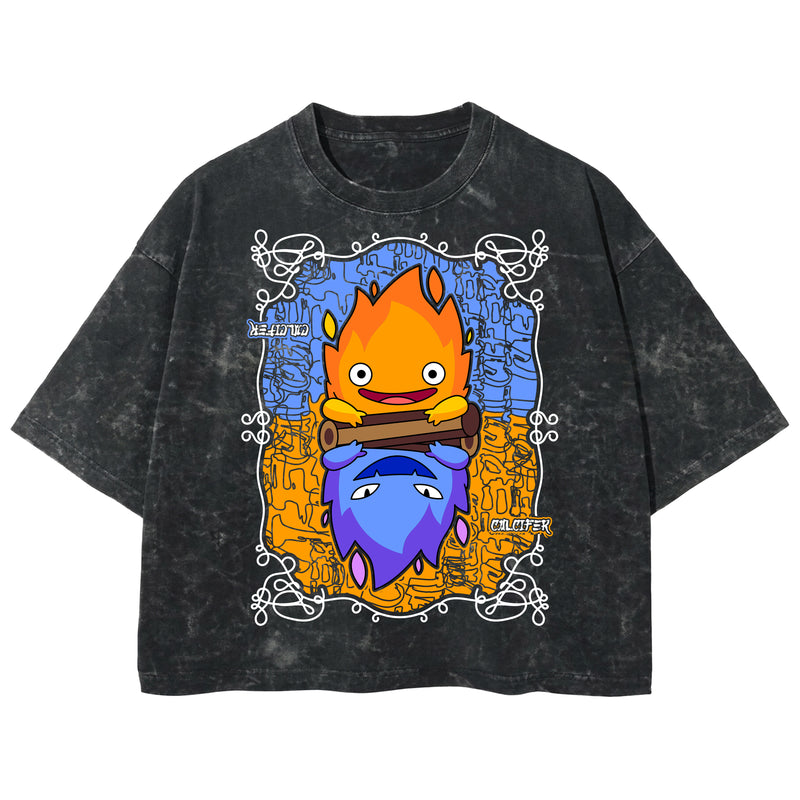Playera streetwear premium de anime y gaming ExtraLife MX, corte boxy deluxe mineral wash heavyweight en color Acid Wash, moda urbana mexicana de culto.